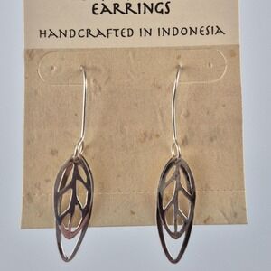 Ten Thousand Villages Leaf Silver‎ Earrings Handcrafted Fair Trade Indonesia NWT